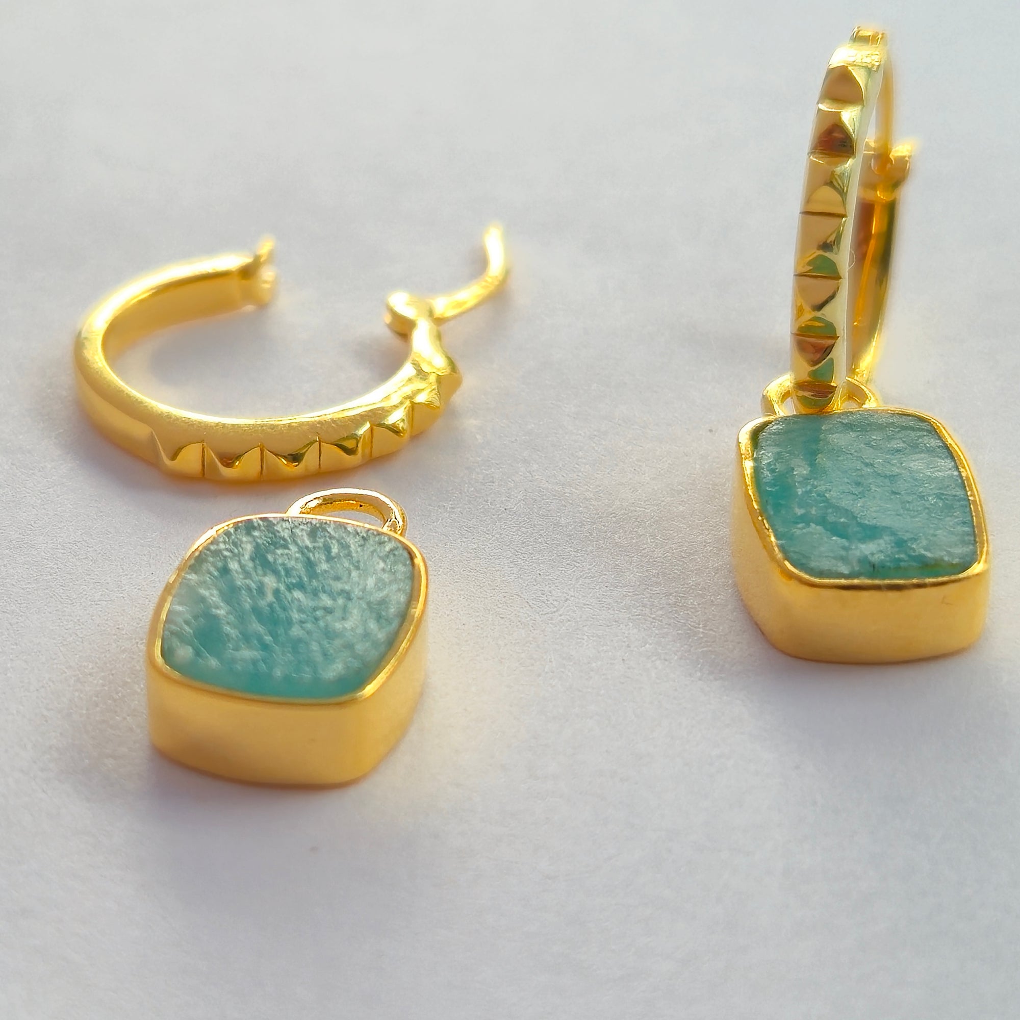 Mini Pyramid Charm Convertible Hoop Earrings