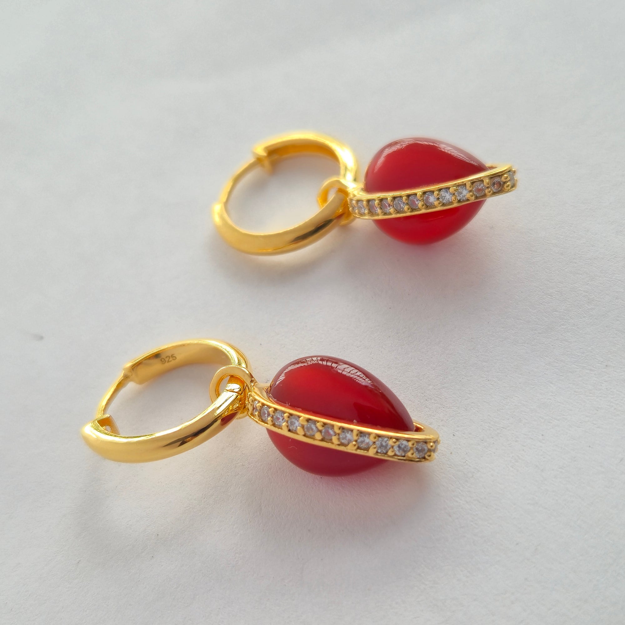 Carved In Flame Drops To Hoops Earrings