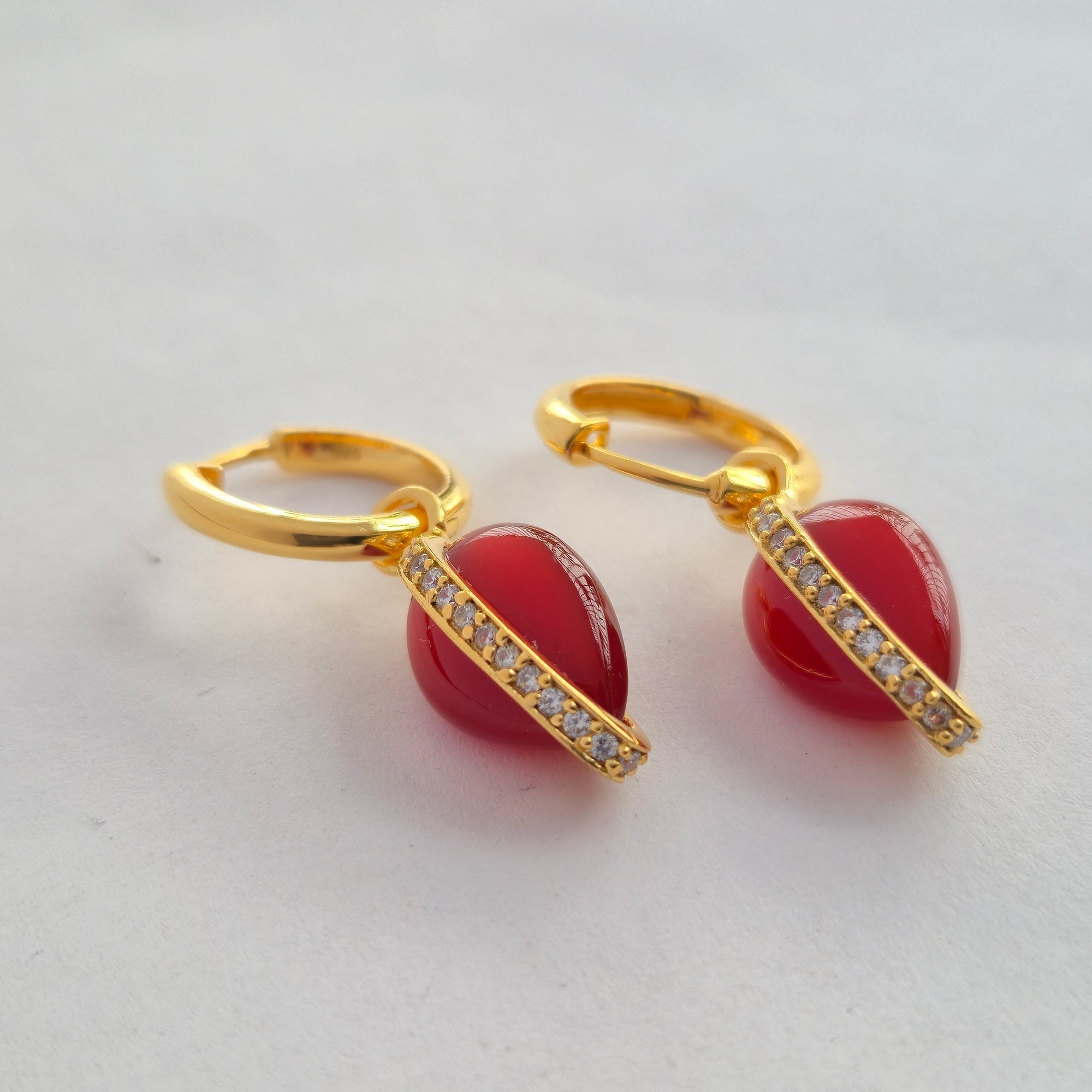 Carved In Flame Drops To Hoops Earrings