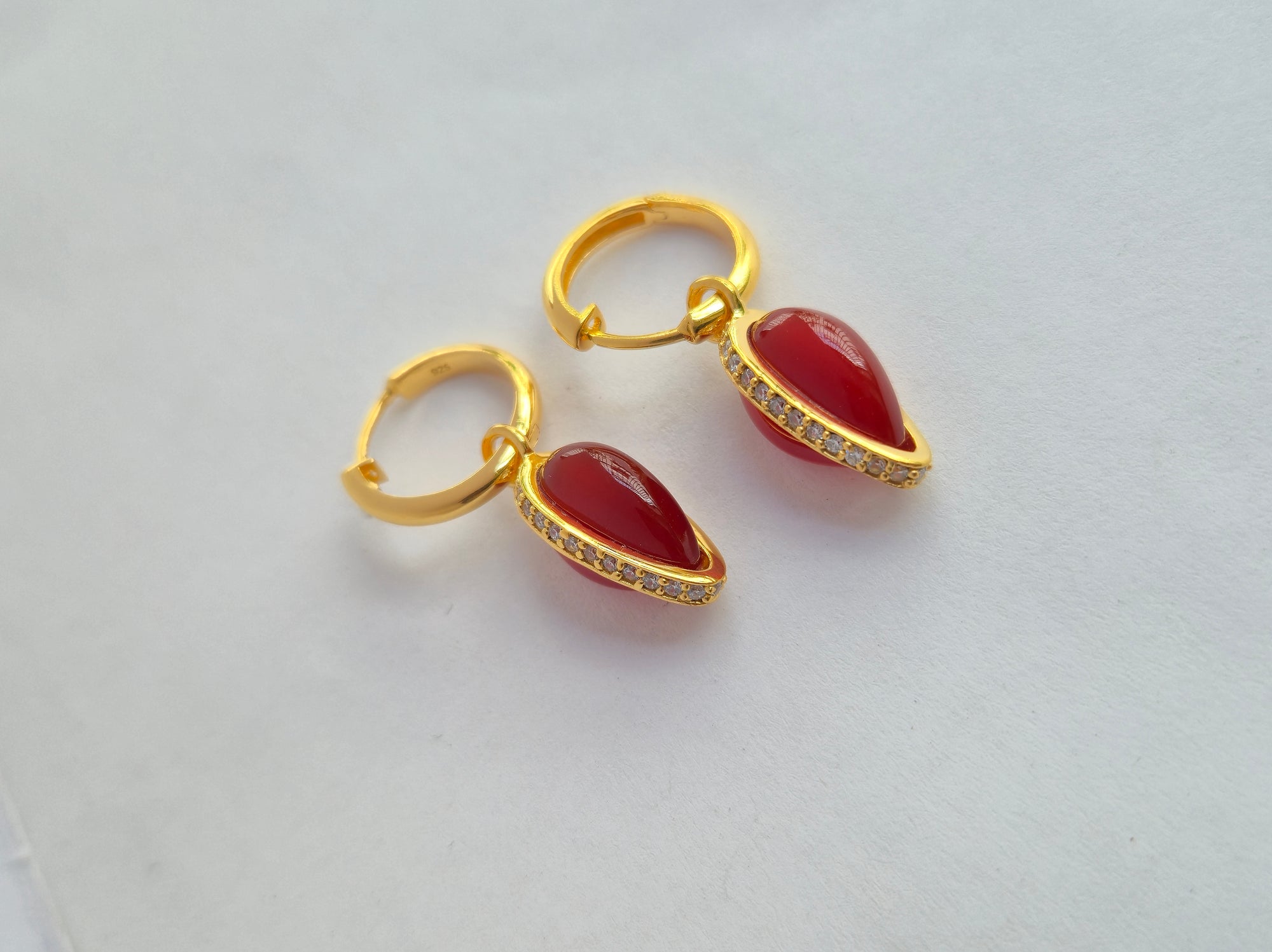 Carved In Flame Drops To Hoops Earrings
