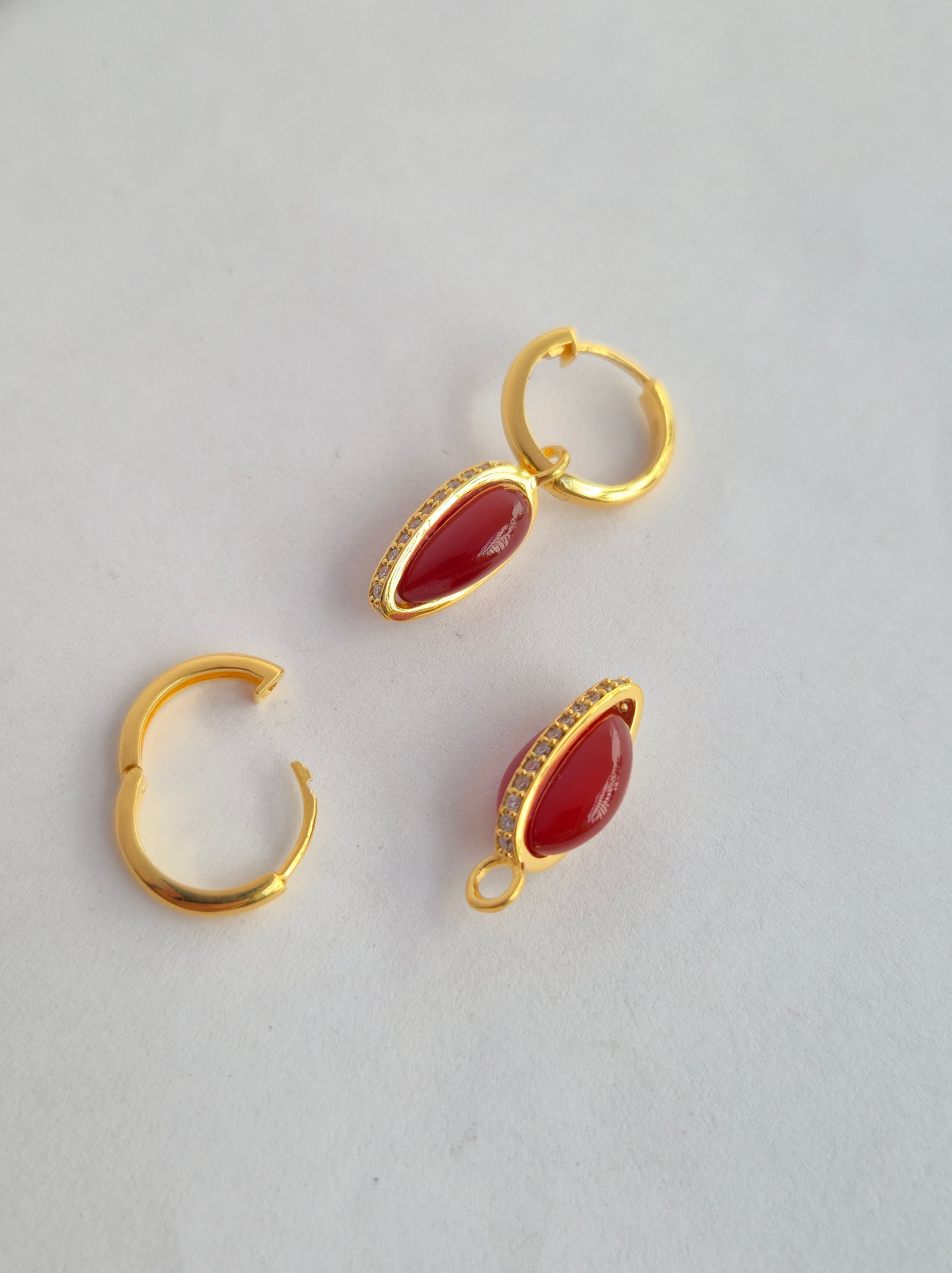 Carved In Flame Drops To Hoops Earrings