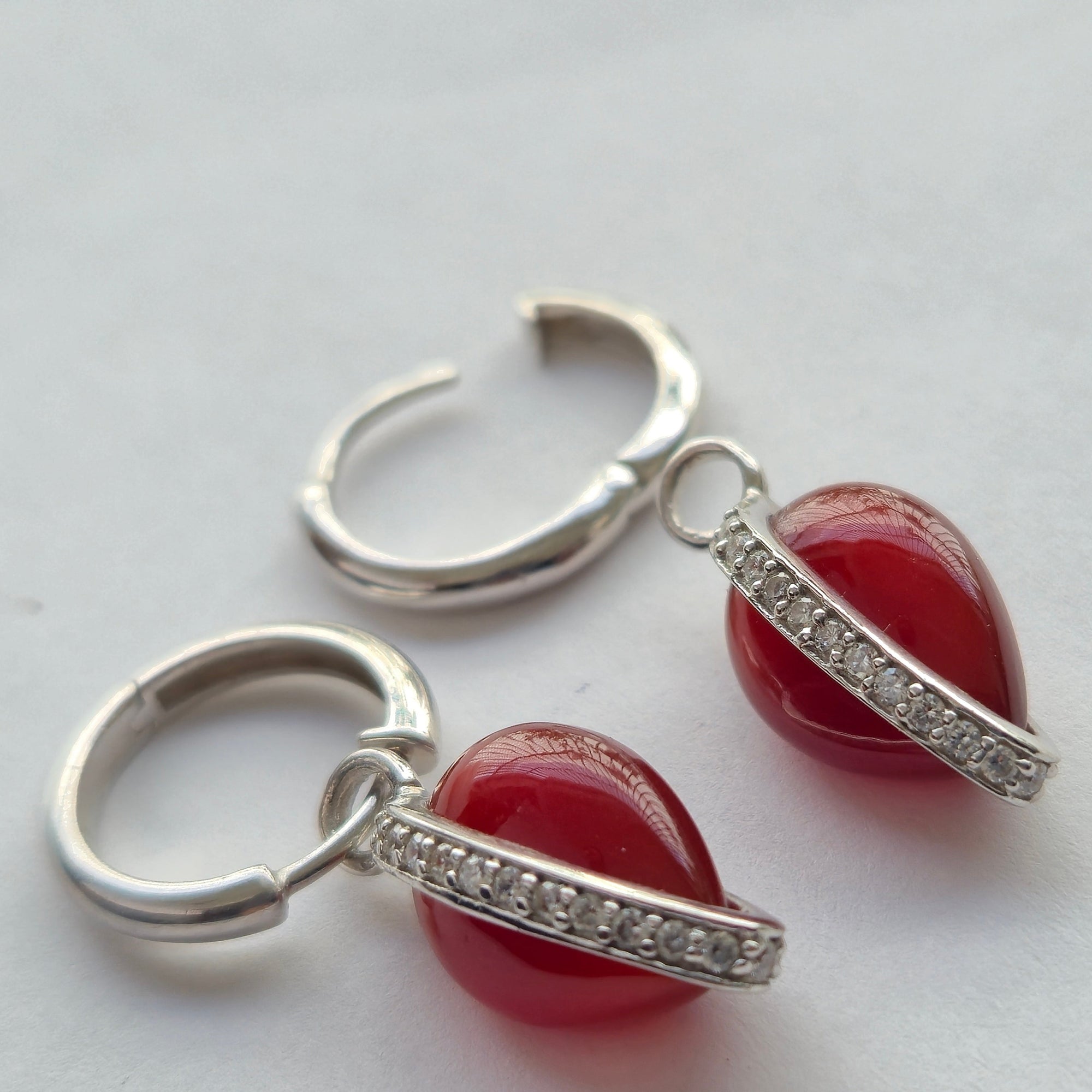 Carved In Flame Drops To Hoops Earrings