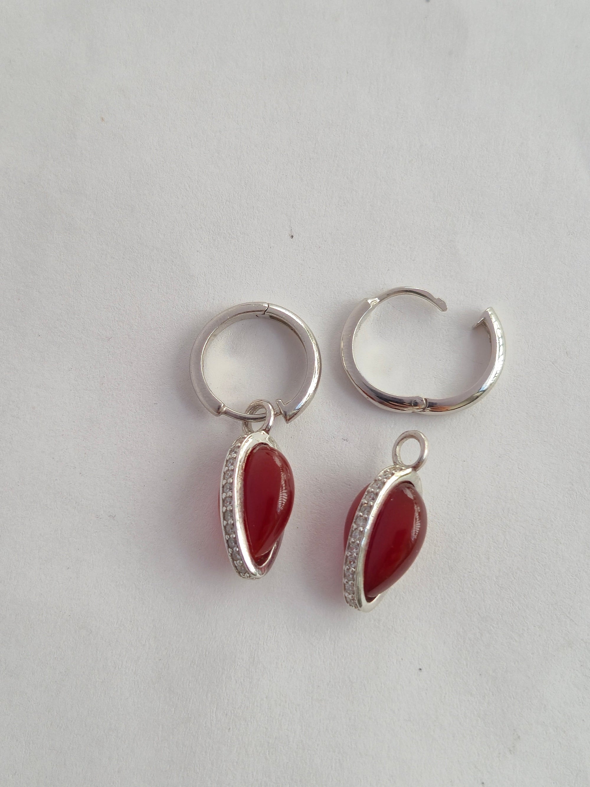 Carved In Flame Drops To Hoops Earrings