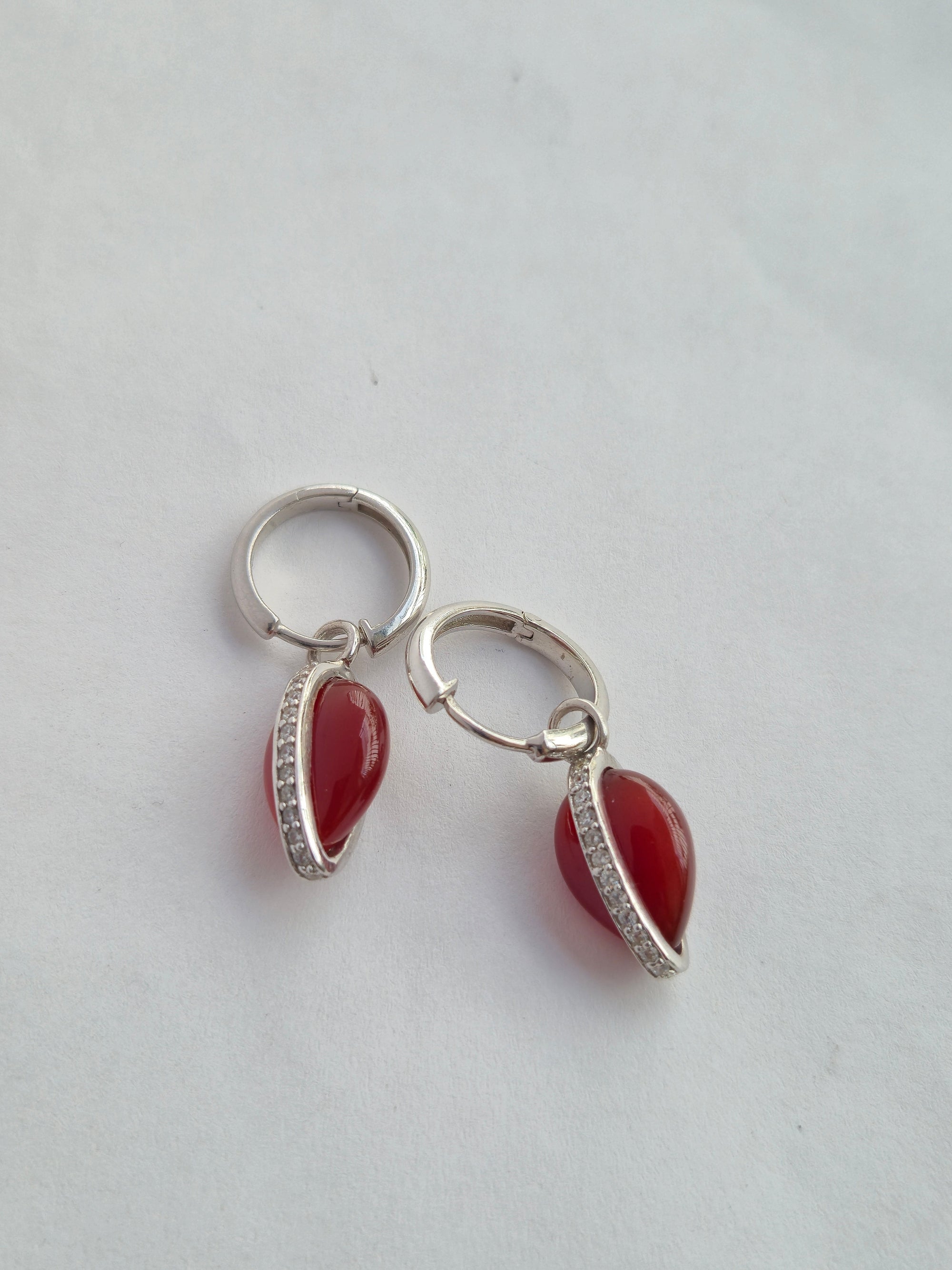 Carved In Flame Drops To Hoops Earrings
