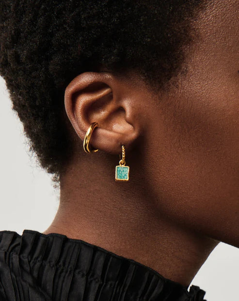 Mini Pyramid Charm Convertible Hoop Earrings