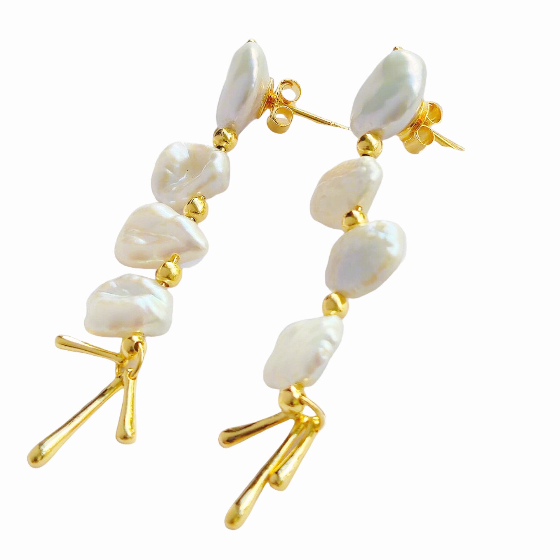 Baroque Pearl Sculptural Drop Earrings