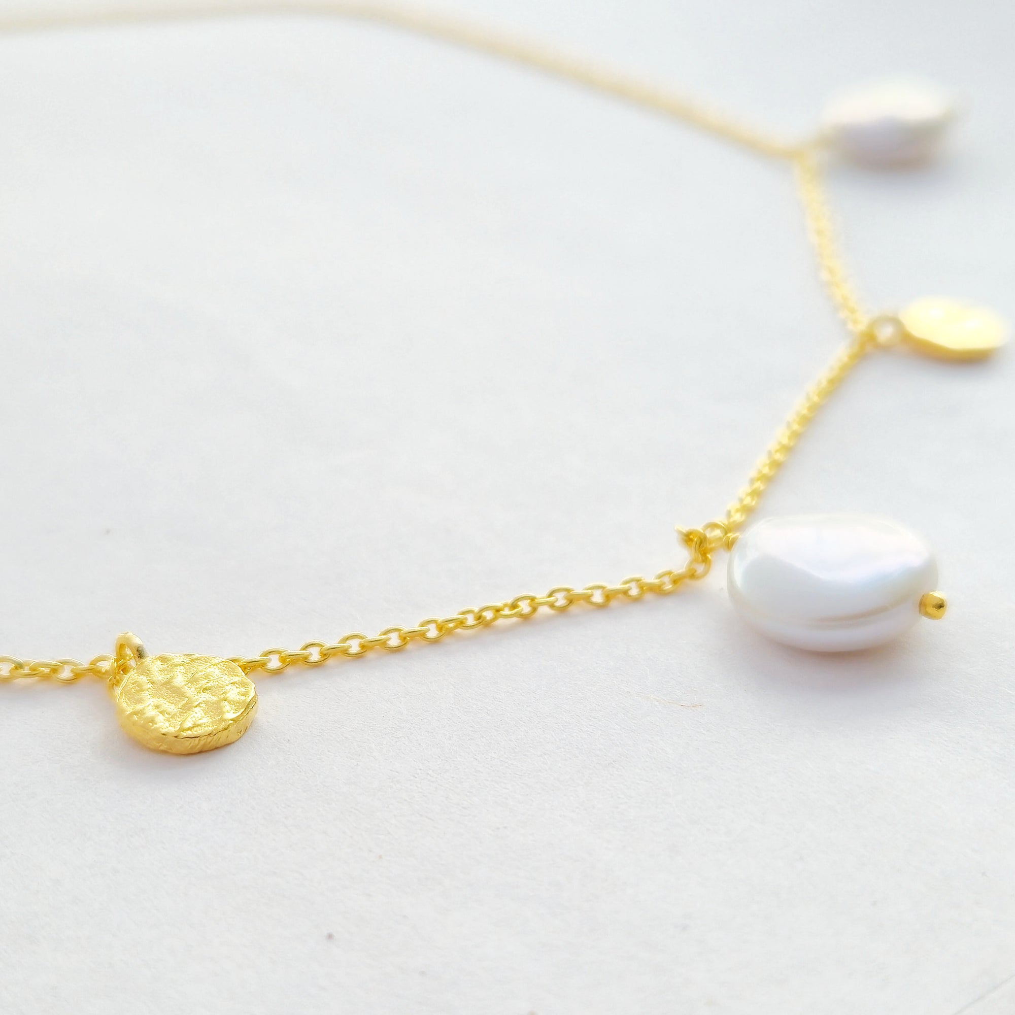 Baroque Pearl Station Chain Necklace