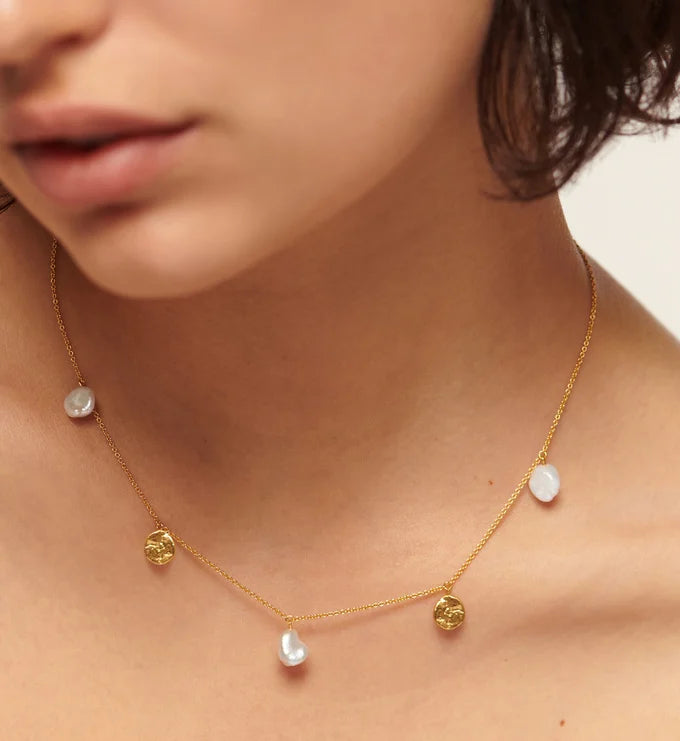 Baroque Pearl Station Chain Necklace