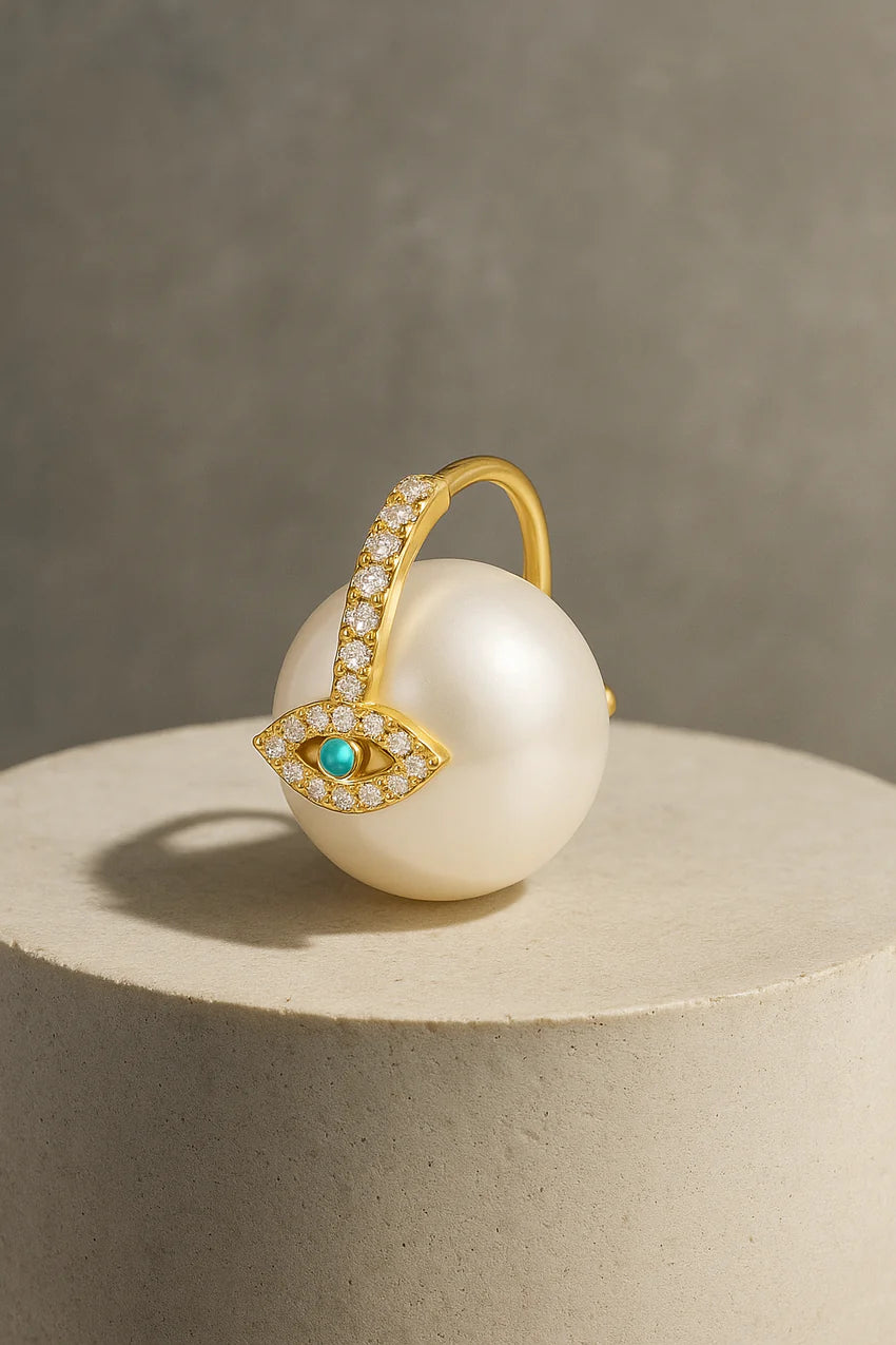 Evil Eye Pearl Earring