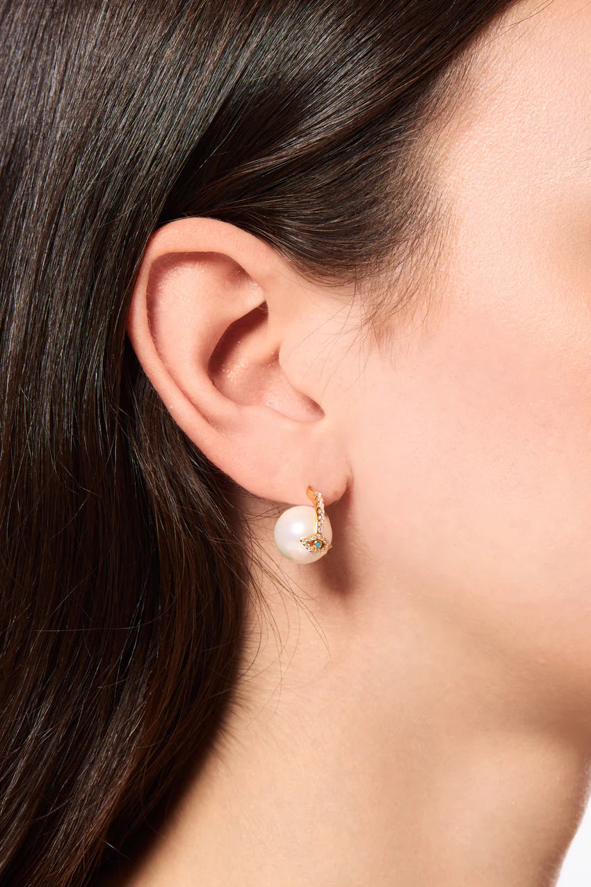 Evil Eye Pearl Earring