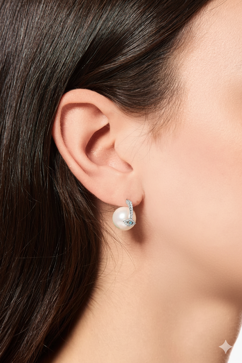Evil Eye Pearl Earring