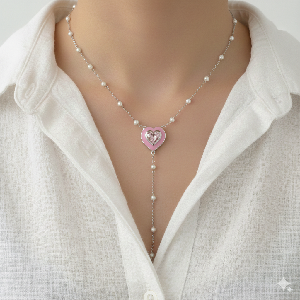 The Pink Heartline Necklace