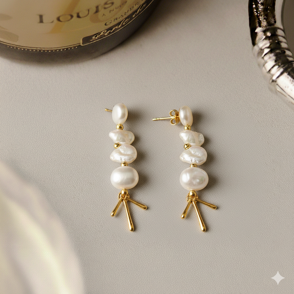 Baroque Pearl Sculptural Drop Earrings