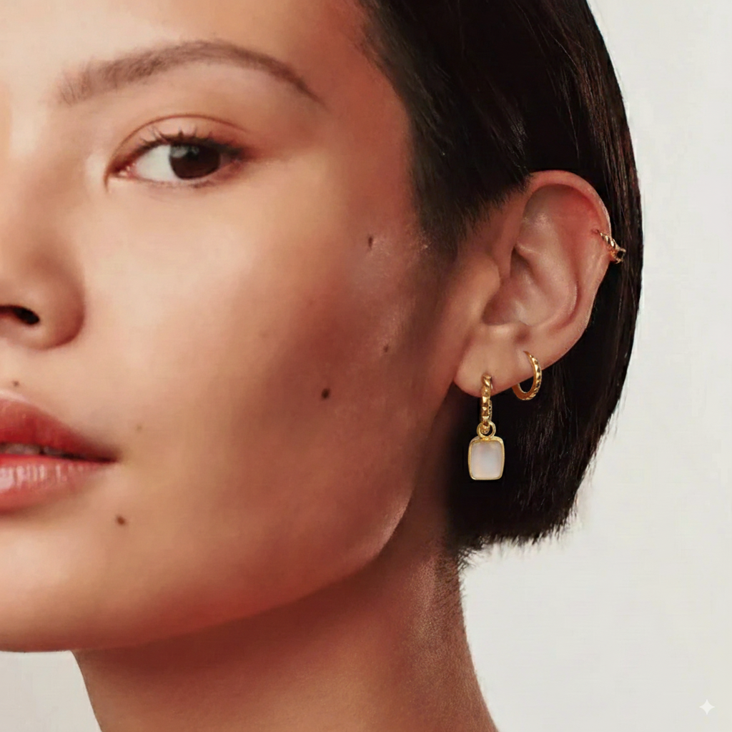 Mini Pyramid Charm Convertible Hoop Earrings