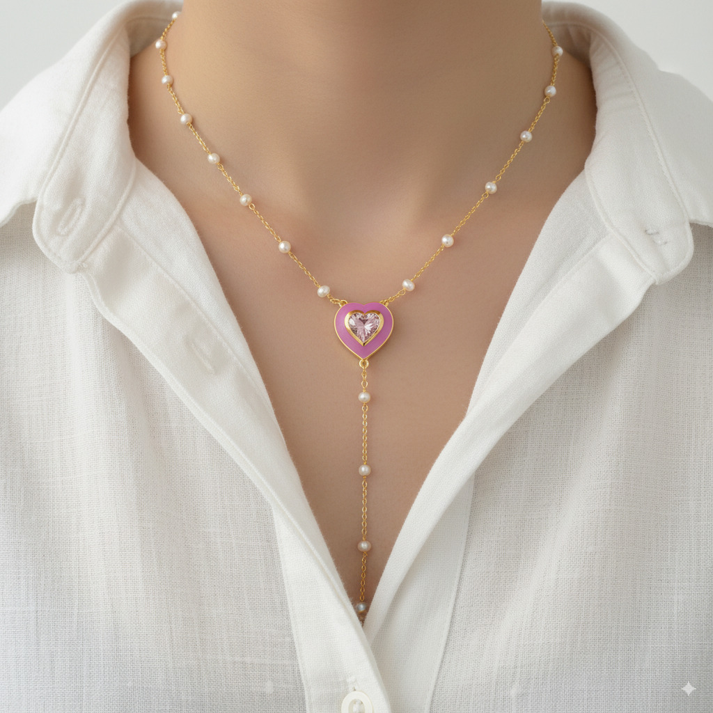 The Pink Heartline Necklace
