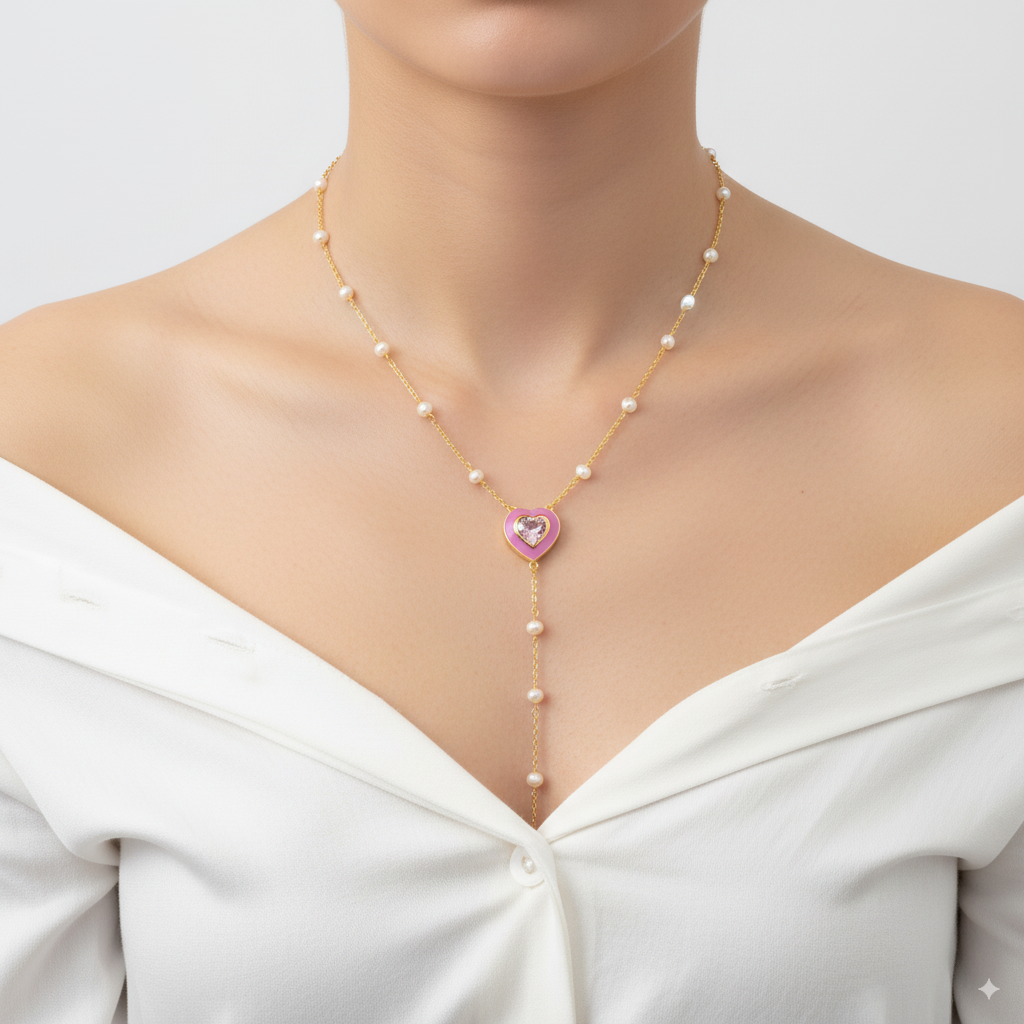 The Pink Heartline Necklace