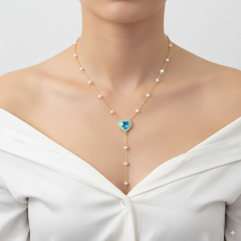 The Blue Heartline Necklace