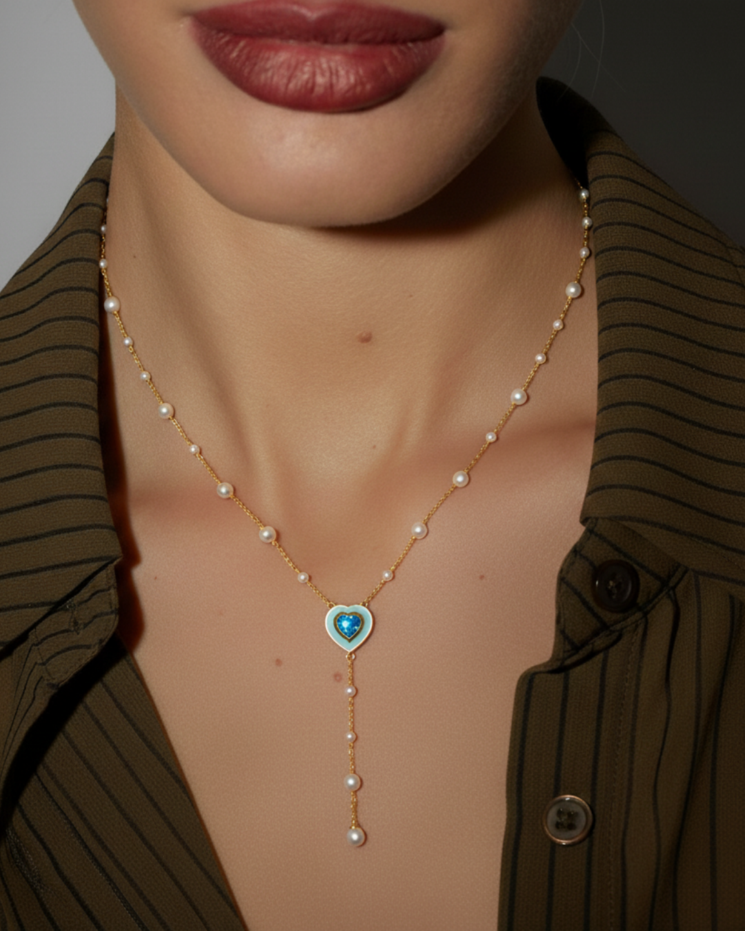 The Blue Heartline Necklace