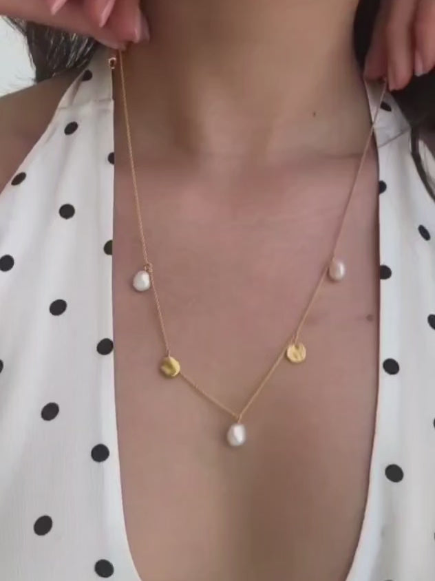 Baroque Pearl Station Chain Necklace