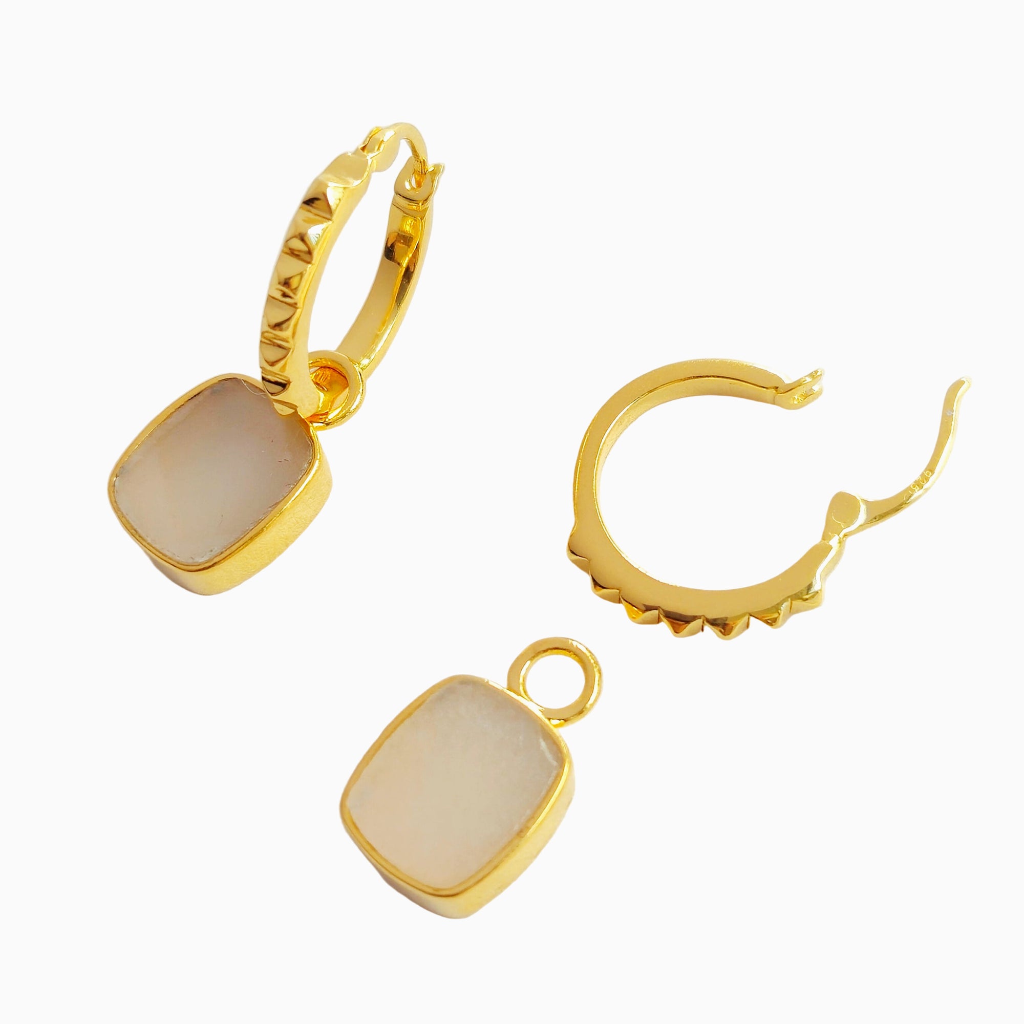 Mini Pyramid Charm Convertible Hoop Earrings