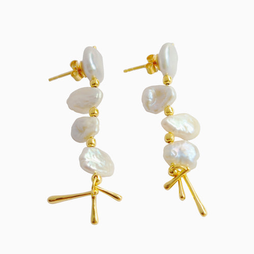Baroque Pearl Sculptural Drop Earrings