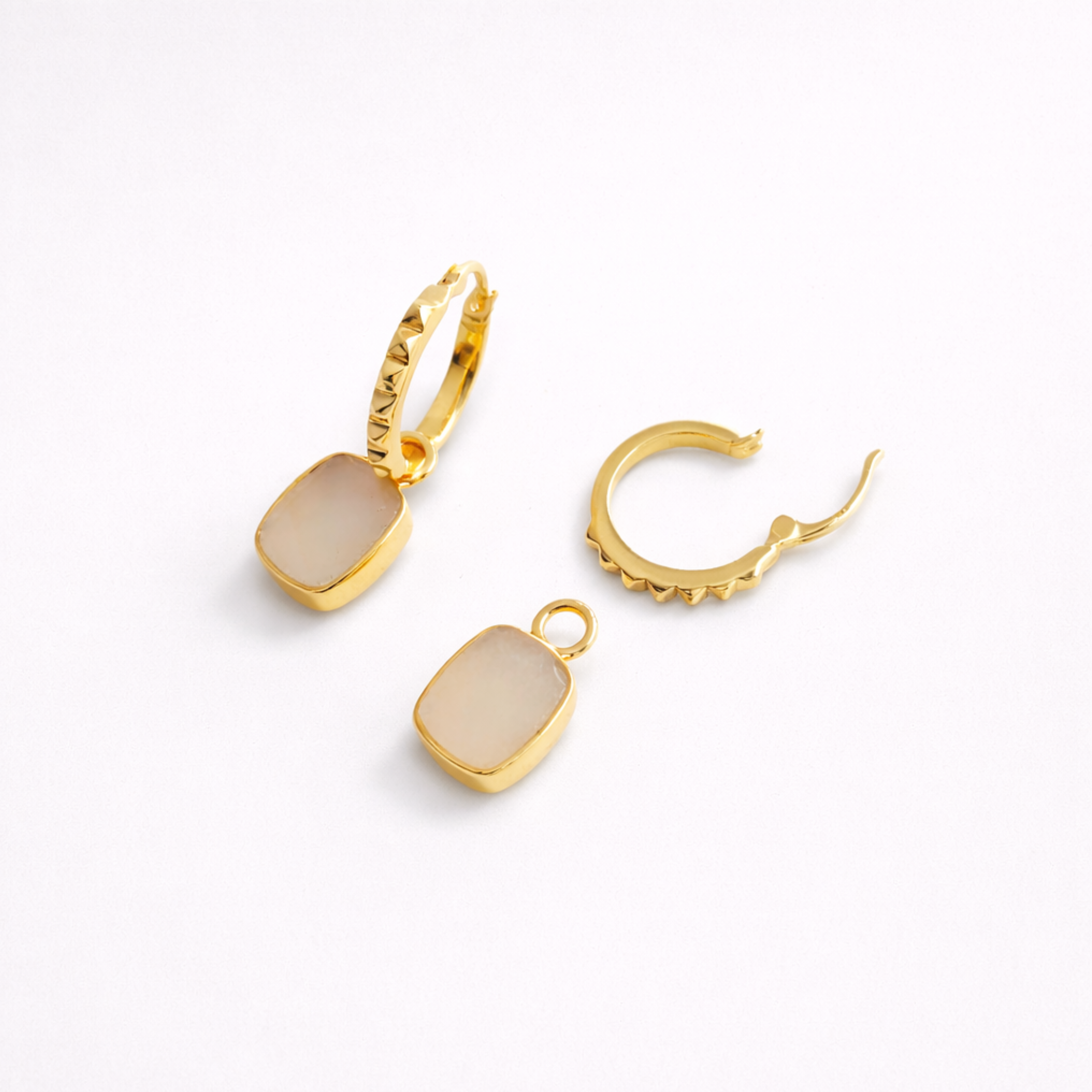 Mini Pyramid Charm Convertible Hoop Earrings